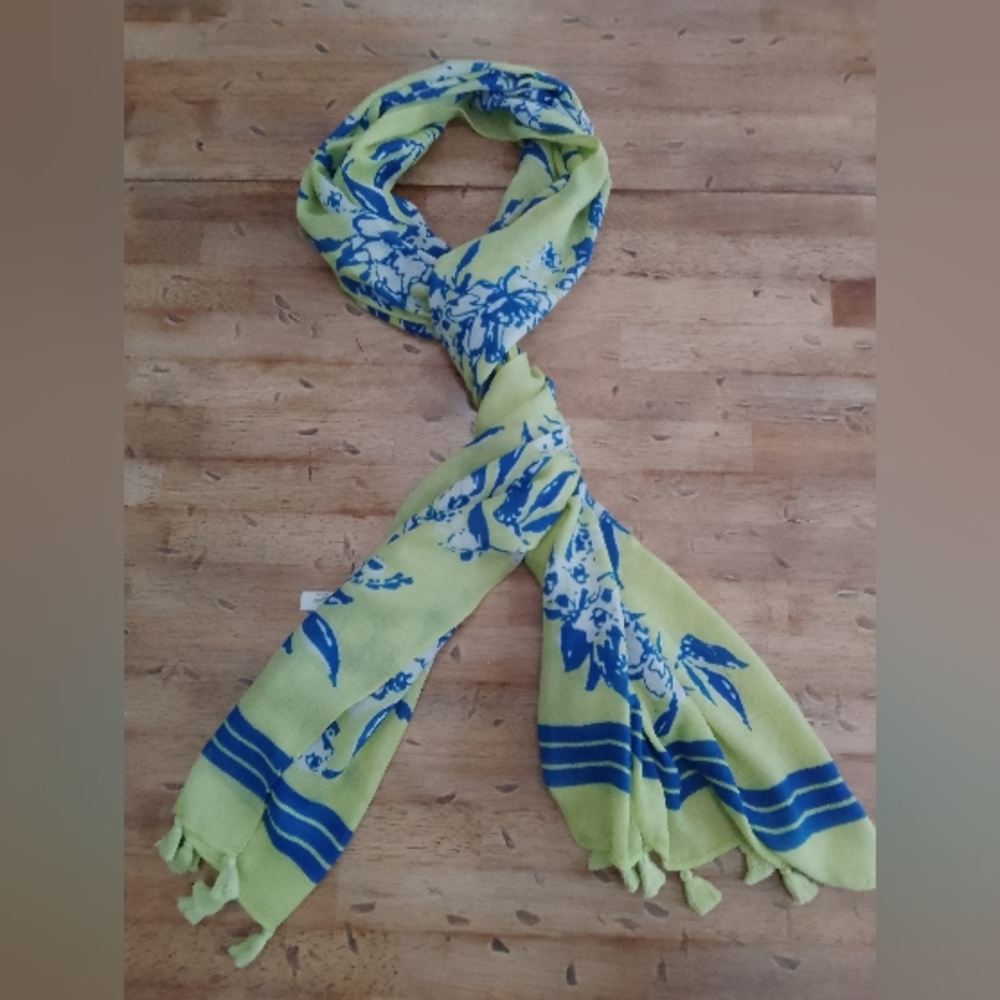 Talbots Vibrant Blue and Yellow Scarf